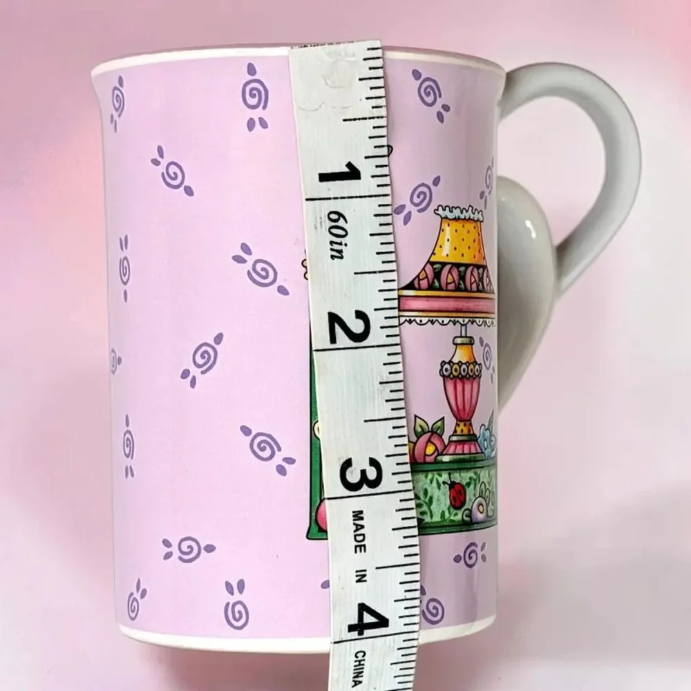 Mary Engelbreit L Initial Mug Pink Coffee Tea Cup Monogram Vintage Ceramic